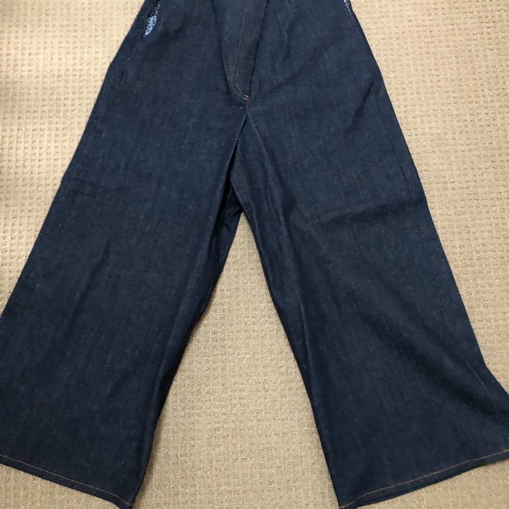 High Rise, Wide Leg Dark Denim Jeans